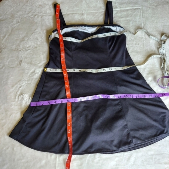 Vintage Beach Cabana Black White Swim Dress Swimsuit One Piece - Picture 16 of 16